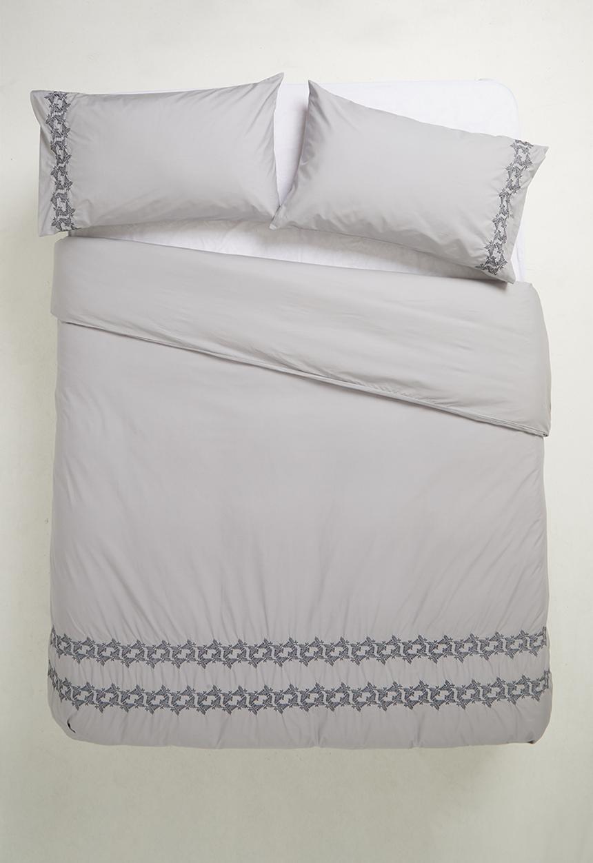 Sixth Floor - Gemma embroidered cotton duvet set - grey