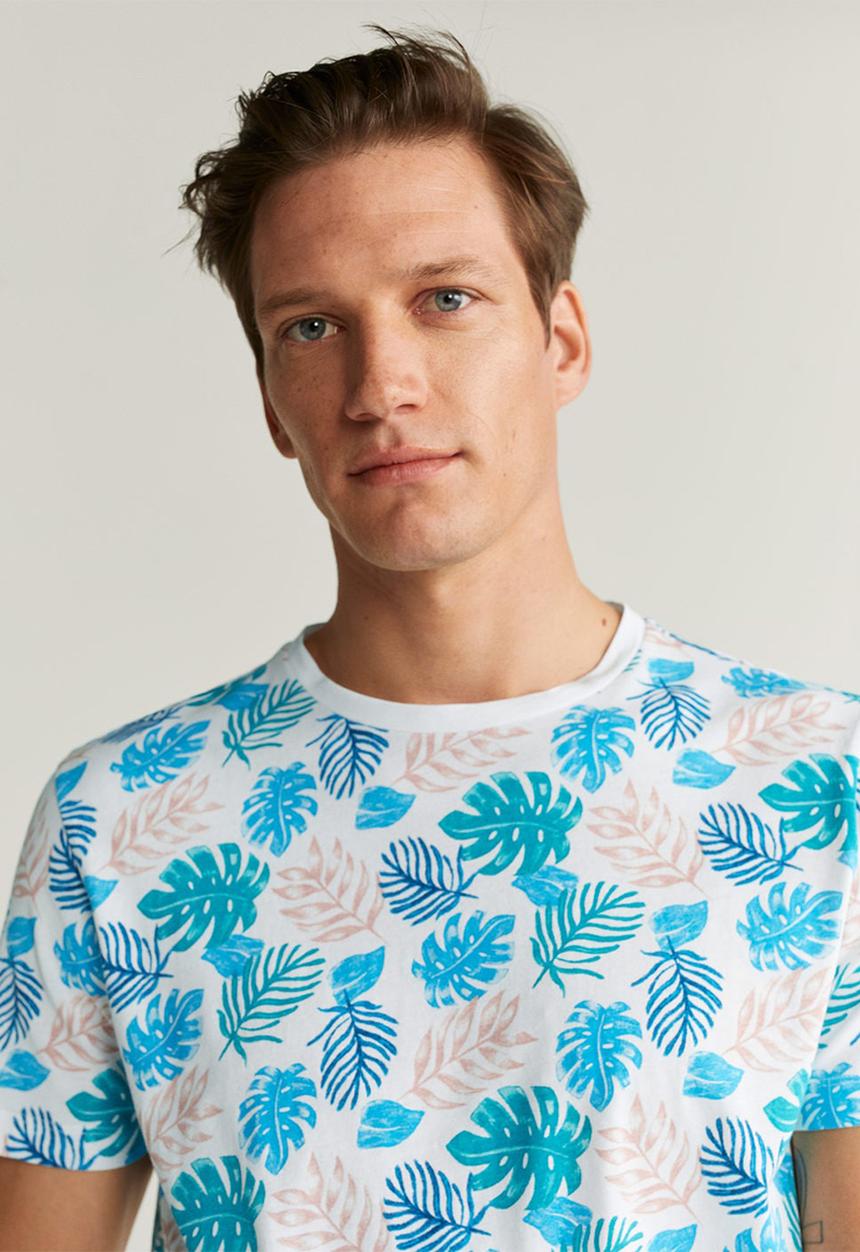MANGO - Leaves T-shirt - multi