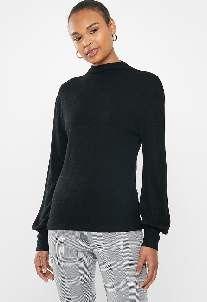 edit - Balloon sleeve turtle neck - black