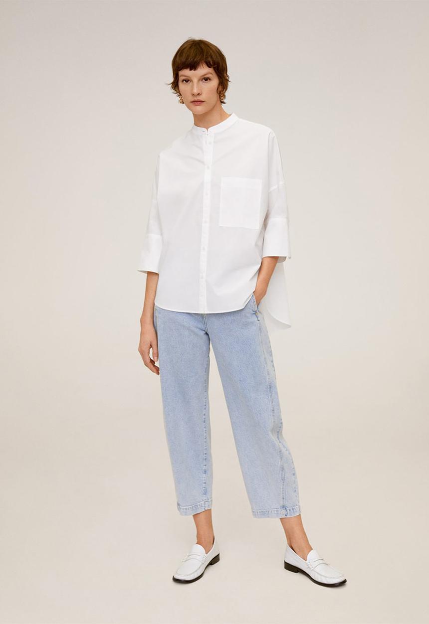 MANGO - Blouse popi - white