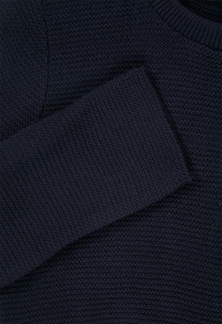 edit - Back zip crew neck jersey - navy