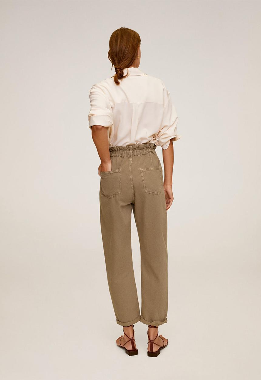 MANGO - Paperbag jeans - brown