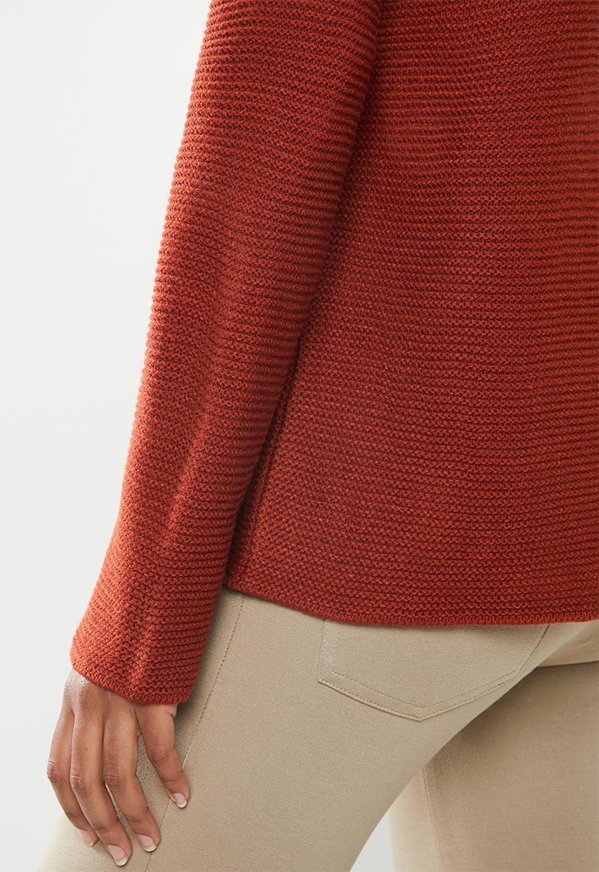 edit - Back zip crew neck jersey - rust