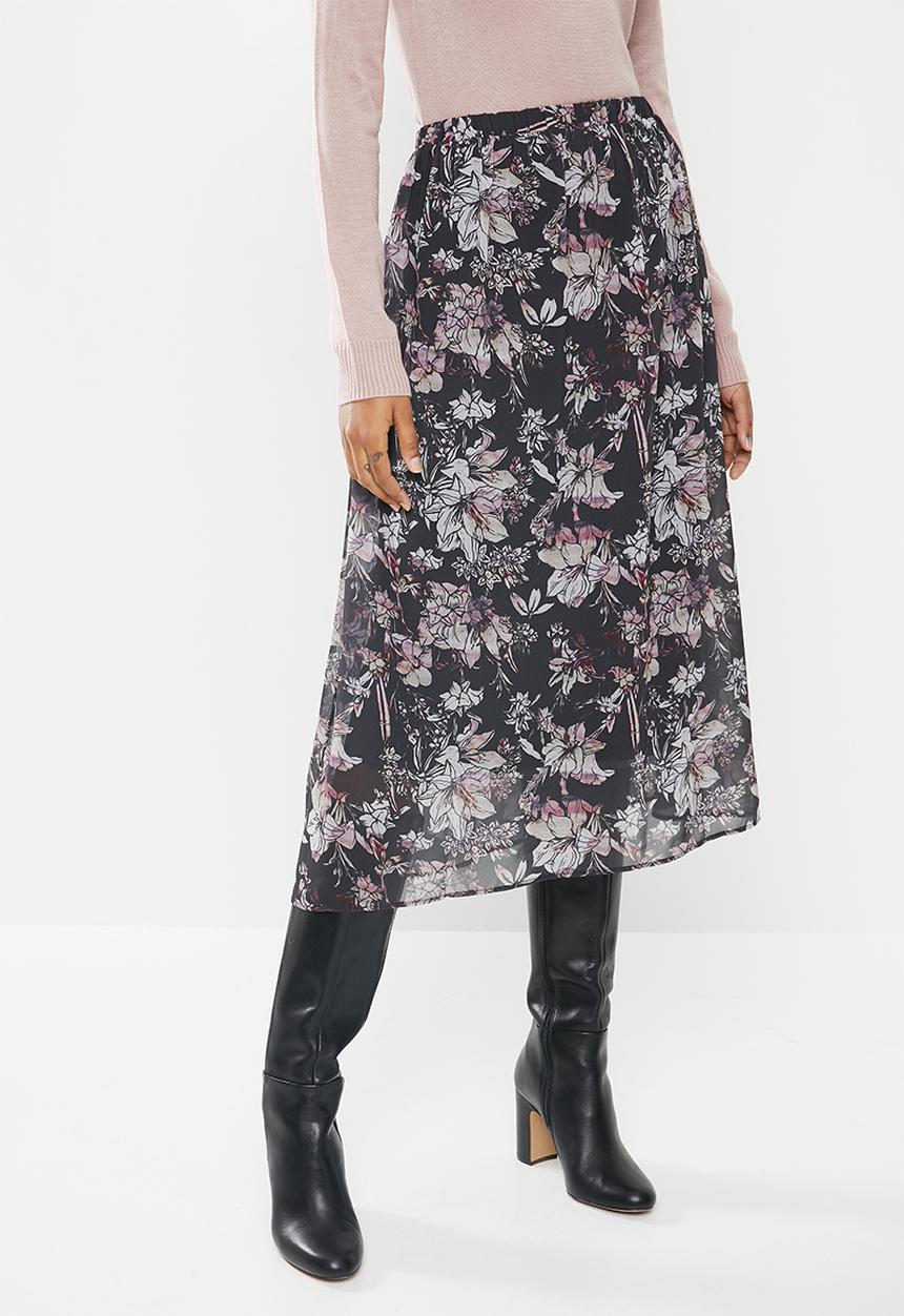 edit - Chiffon midi skirt - black