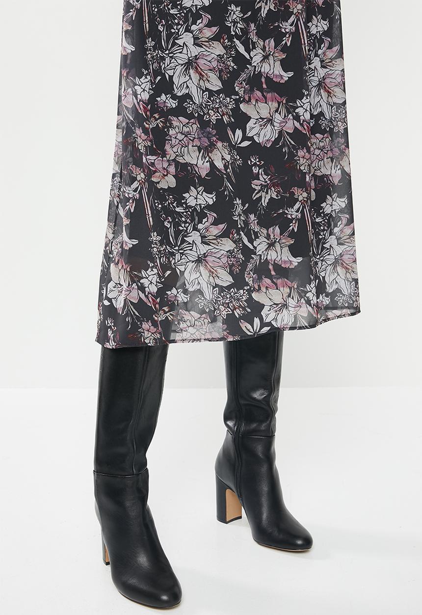 edit - Chiffon midi skirt - black