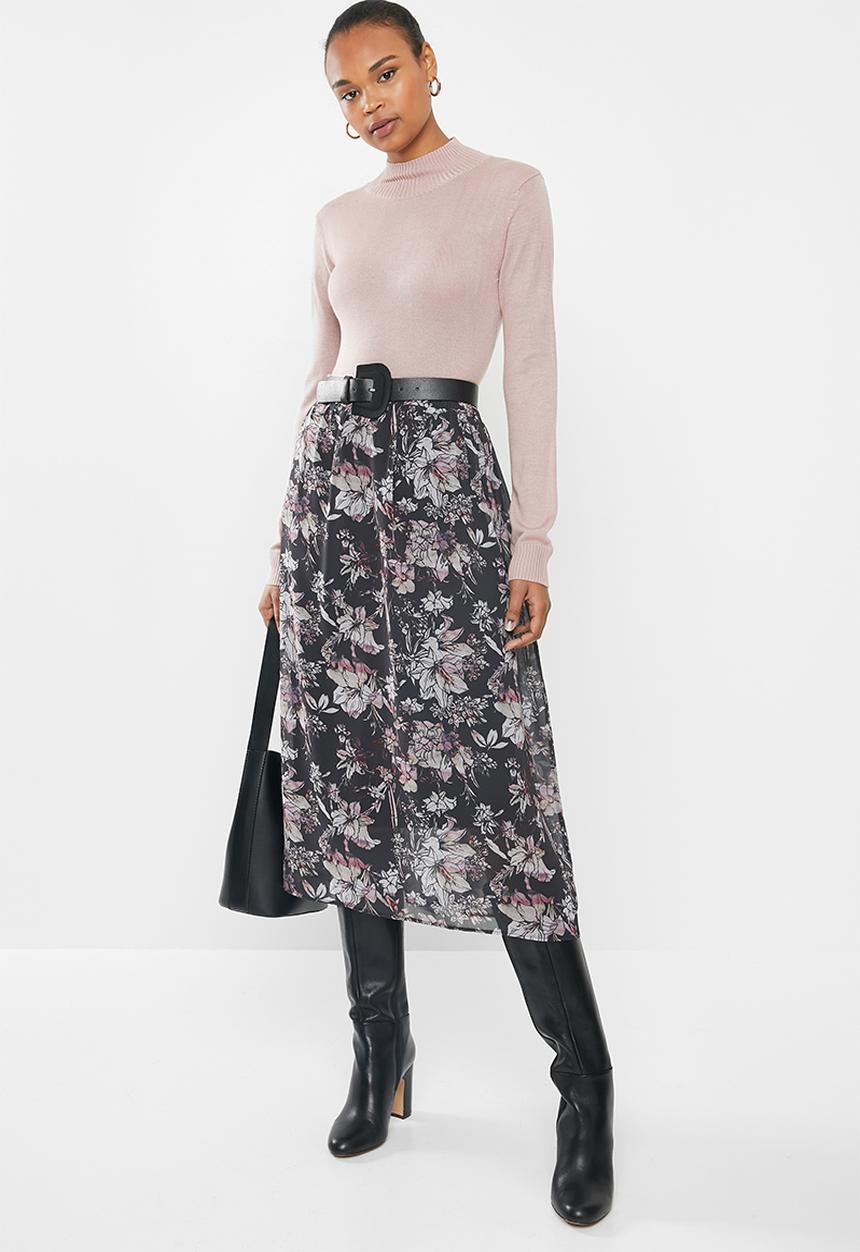 edit - Chiffon midi skirt - black