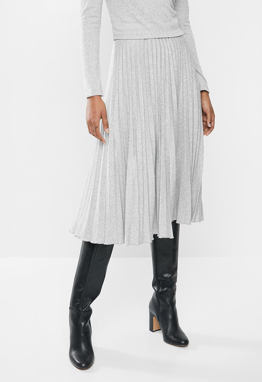 MILLA - Pleated knit skirt - grey