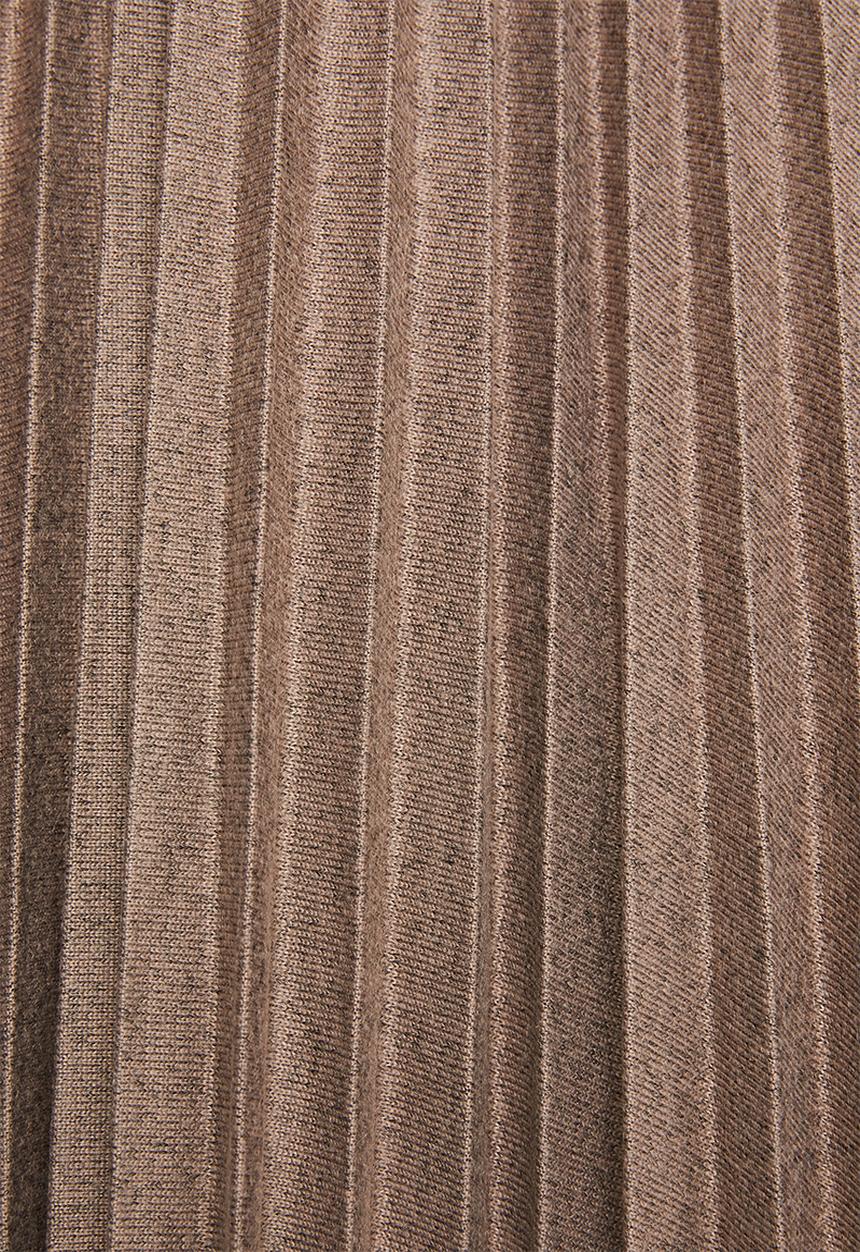 MILLA - Pleated knit skirt - brown