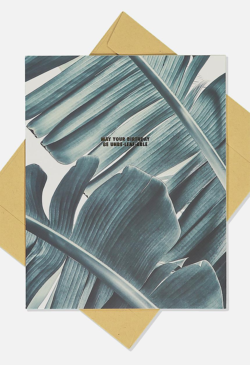 Typo - Nice birthday card - unbe leaf able birthday palm