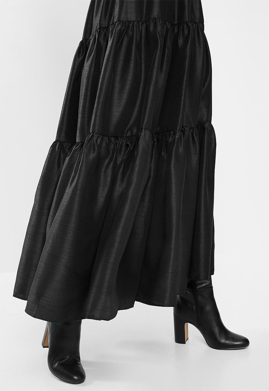 MILLA - Tiered maxi skirt - black
