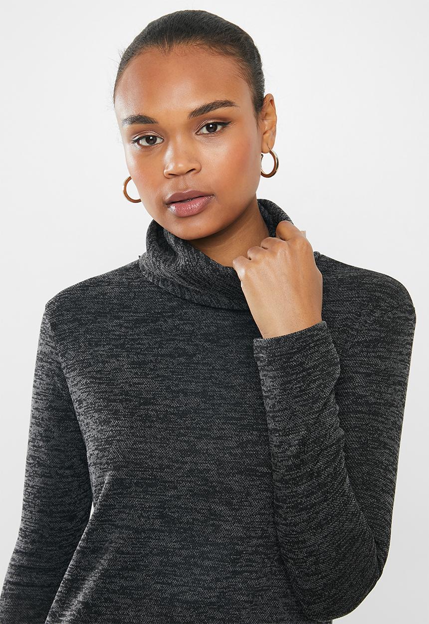 edit - Cowl neck fit & flare dress - black