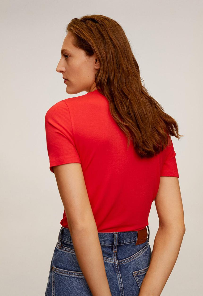 MANGO - T-shirt ribor - red
