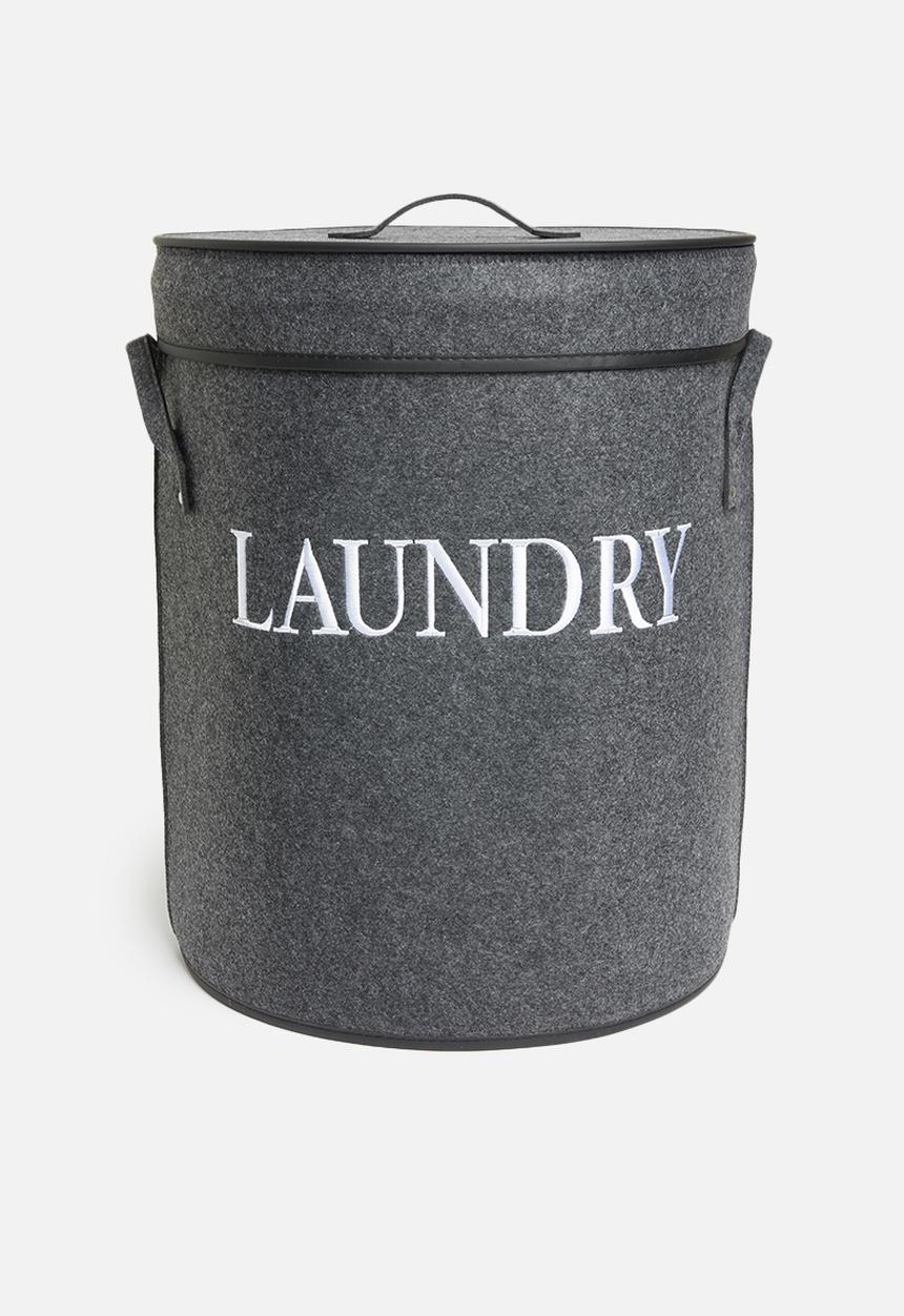 Storage Solutions - Felt laundry bag with lid - charcoal