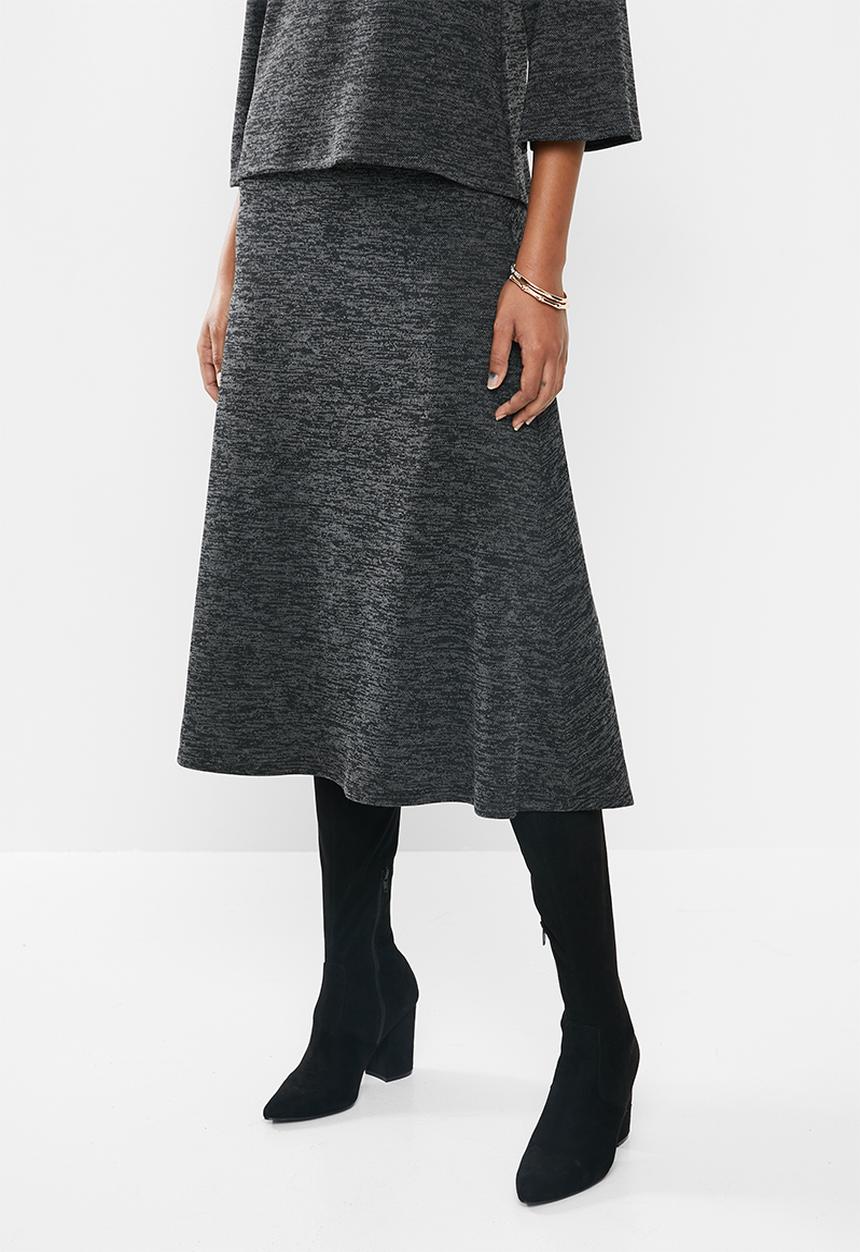 edit - Textured aline skirt - grey & black