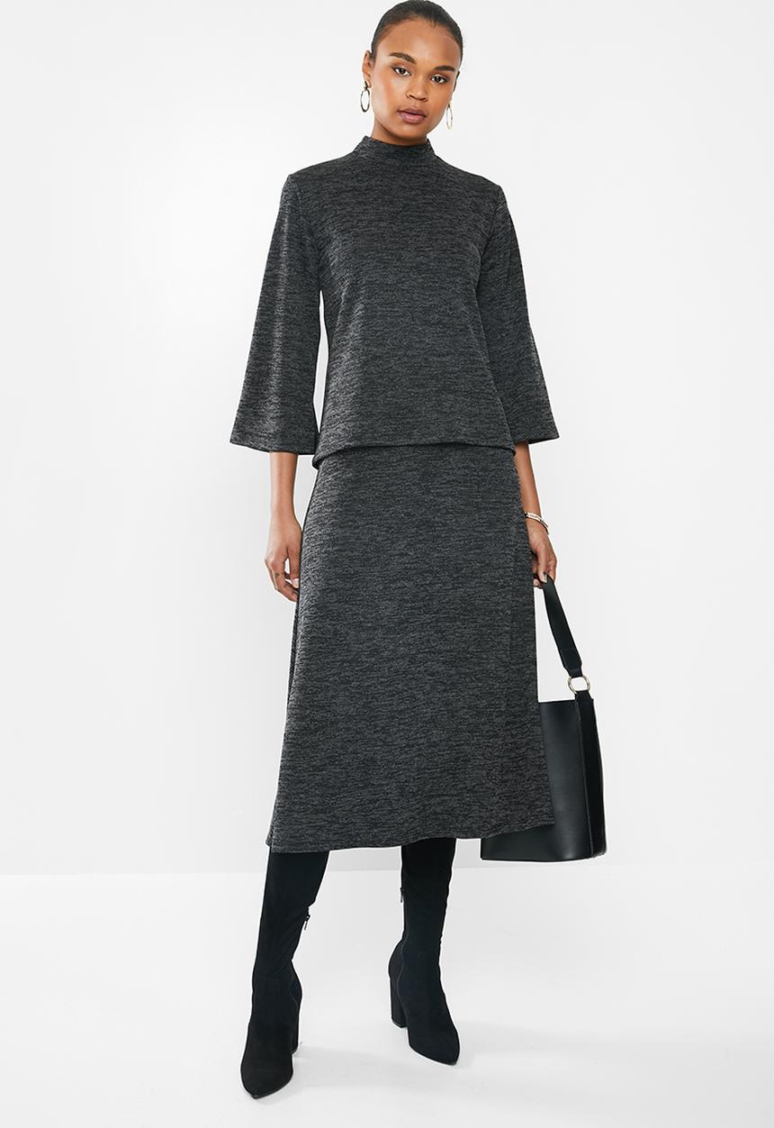 edit - Textured aline skirt - grey & black