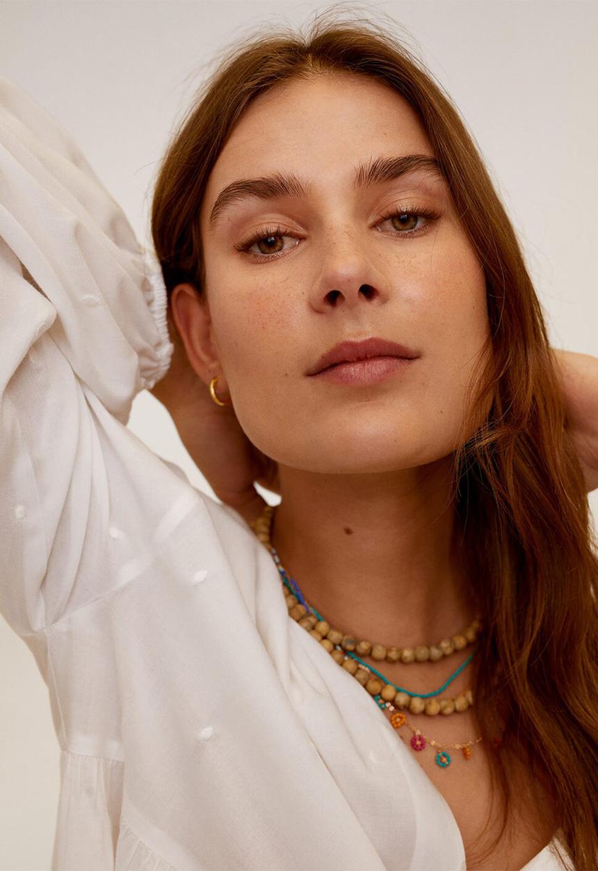 MANGO - Blouse feather - white