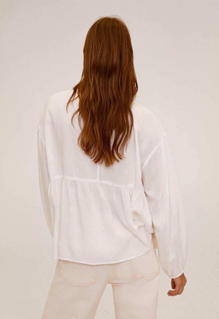 MANGO - Blouse feather - white
