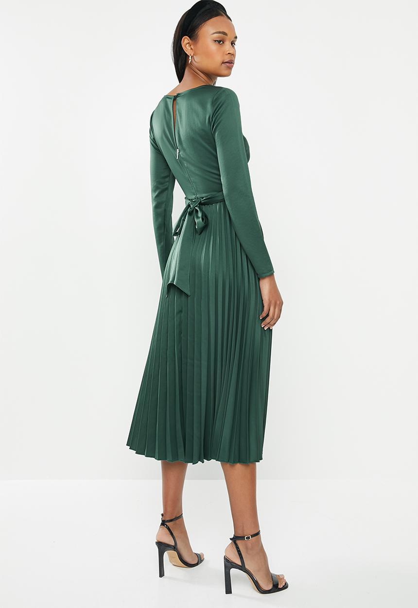 MILLA - Pleated wrap midi dress - green