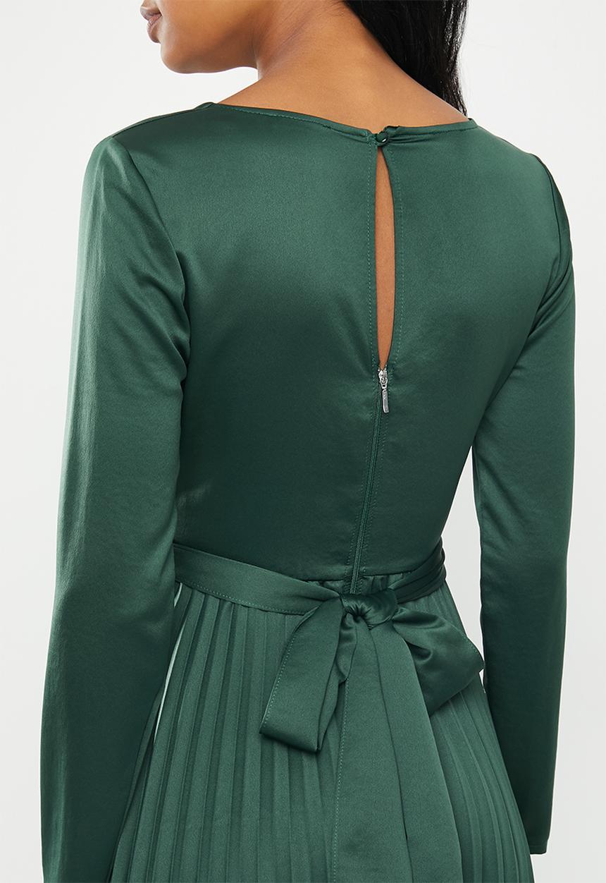 MILLA - Pleated wrap midi dress - green