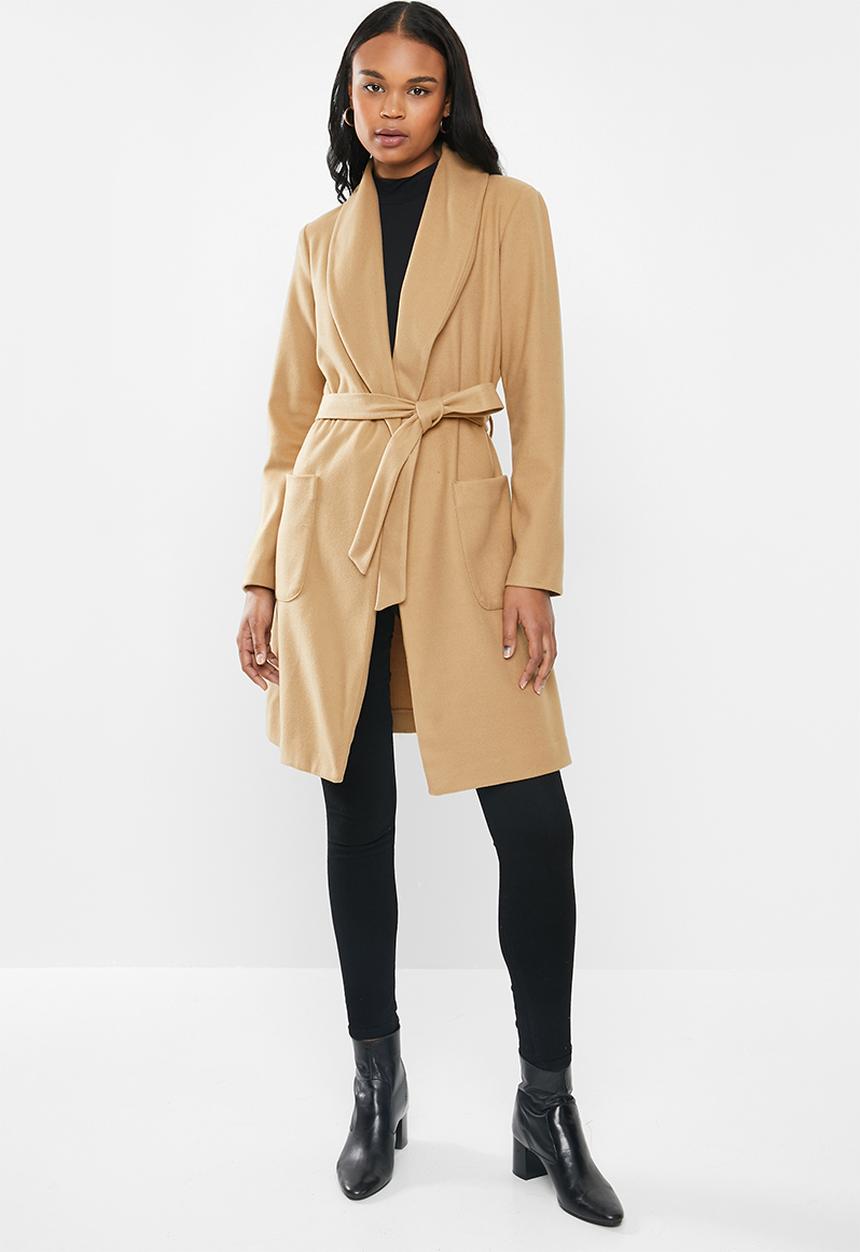 MILLA - Shawl collar coat - stone