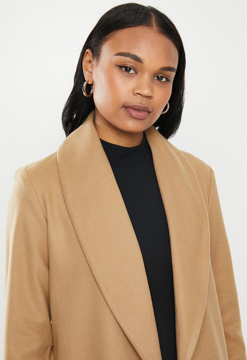 MILLA - Shawl collar coat - stone