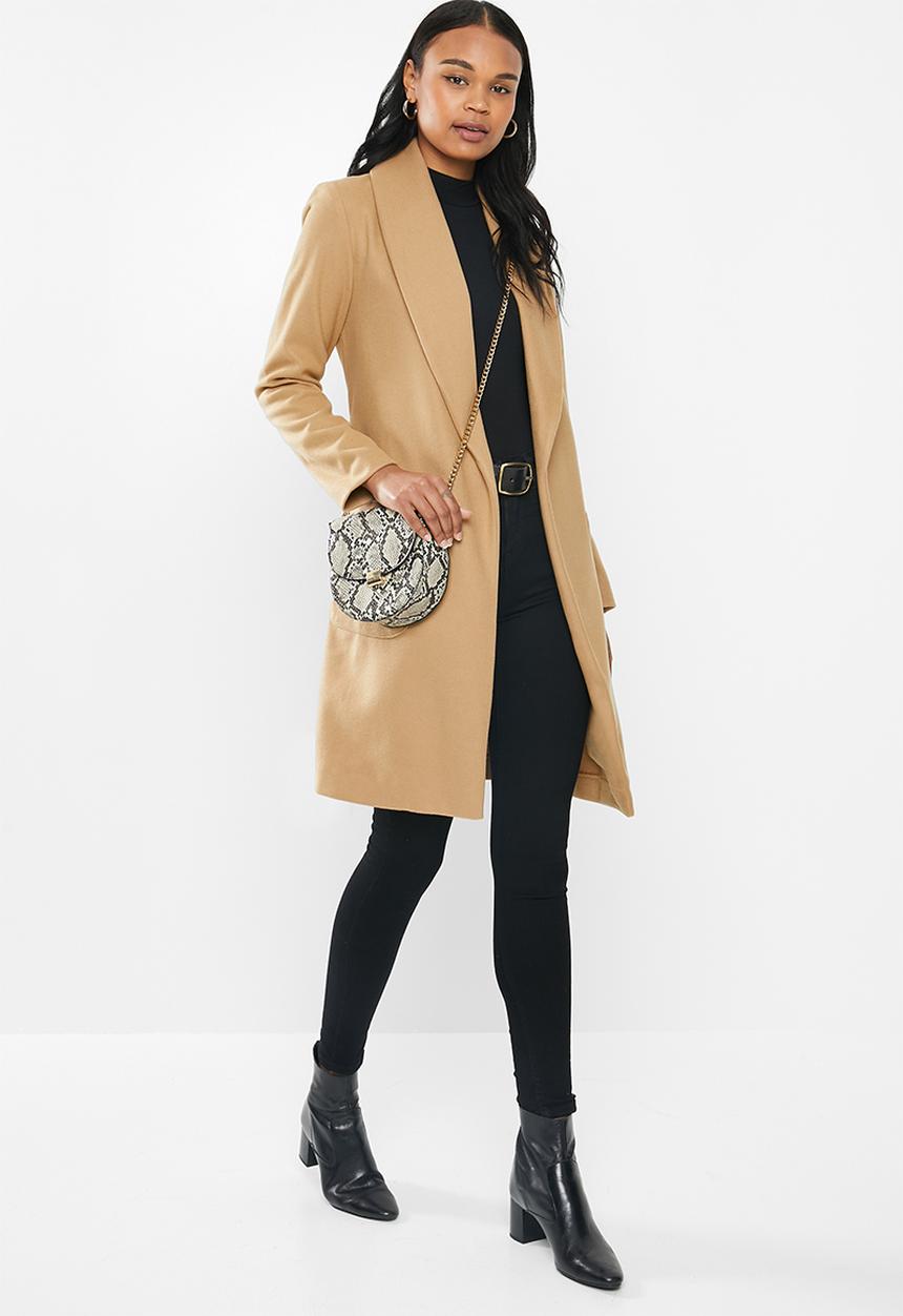 MILLA - Shawl collar coat - stone