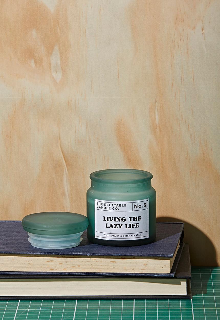 Typo - Mini glass candle - lazy life