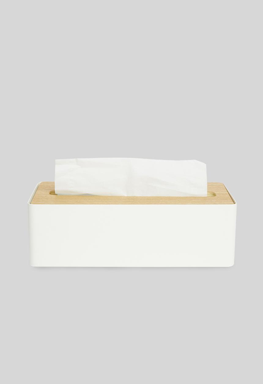 Yamazaki - Rin tissue box case with lid large - white