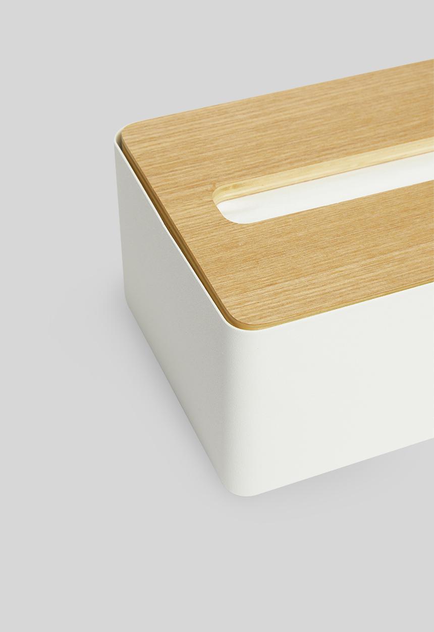 Yamazaki - Rin tissue box case with lid large - white