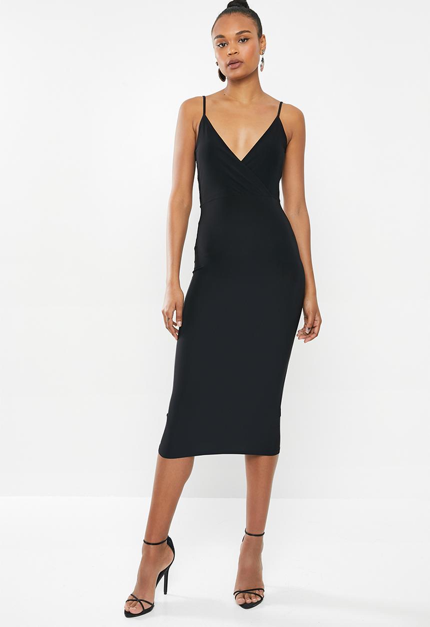 Missguided - Slinky lace back midi dress - black