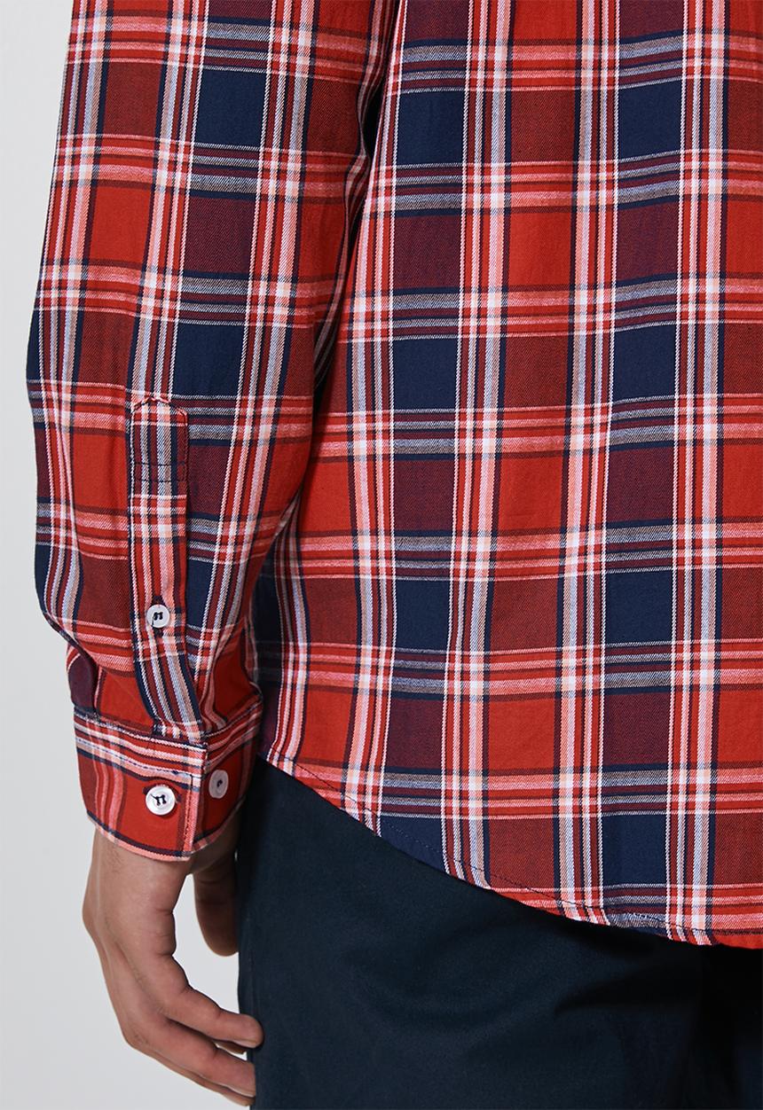 Superbalist - Barber regular fit long sleeve shirt - red & navy 