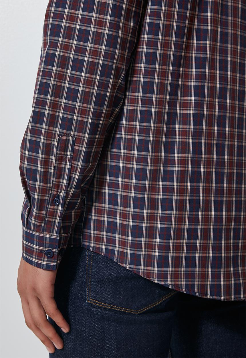 Superbalist - Barber regular fit long sleeve shirt - navy & burgundy