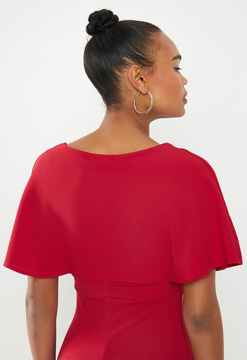 Missguided - Wrap kimono midi dress - red