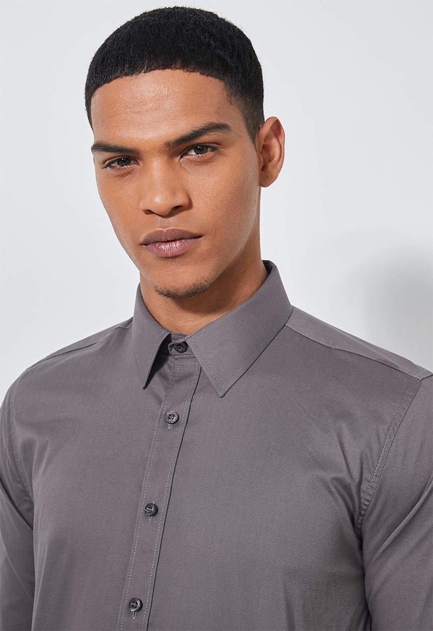 Superbalist - Jos slim fit long sleeve shirt - grey