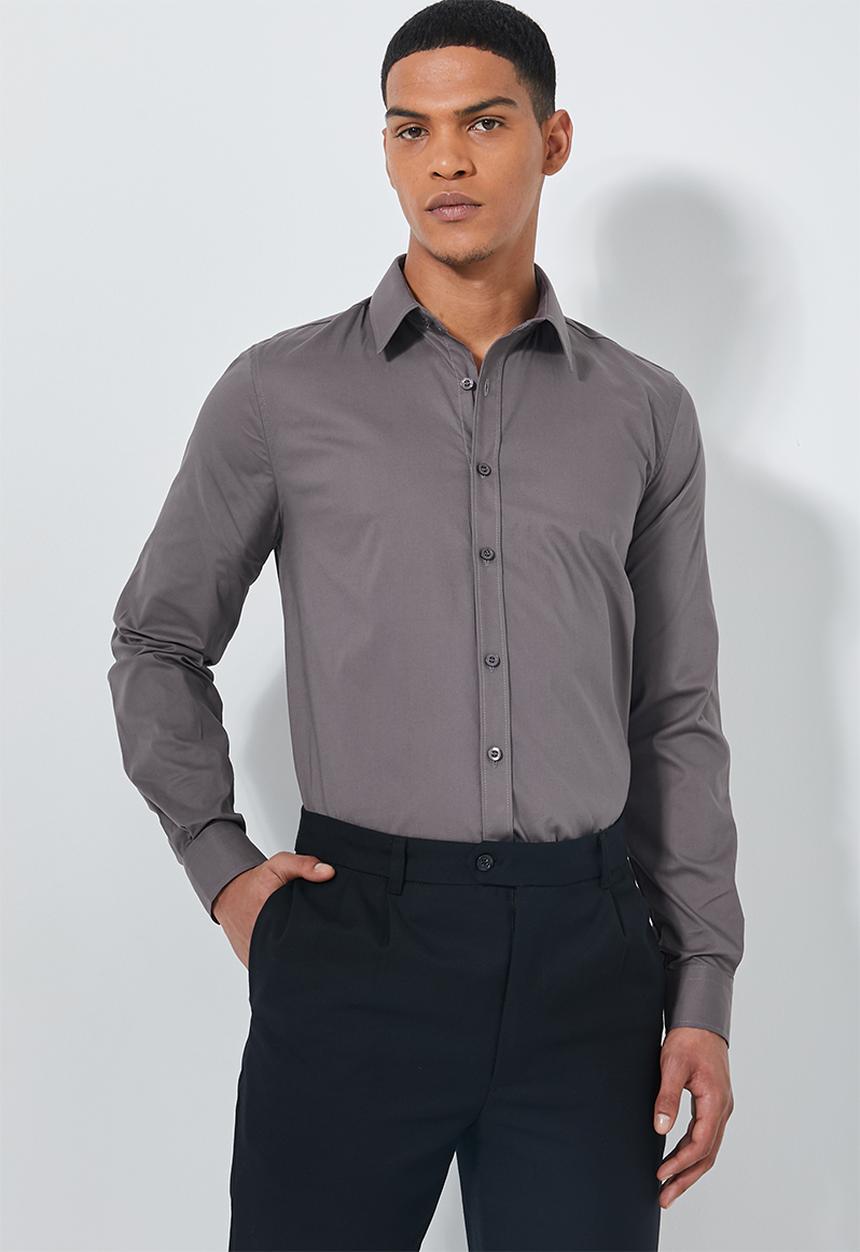 Superbalist - Jos slim fit long sleeve shirt - grey