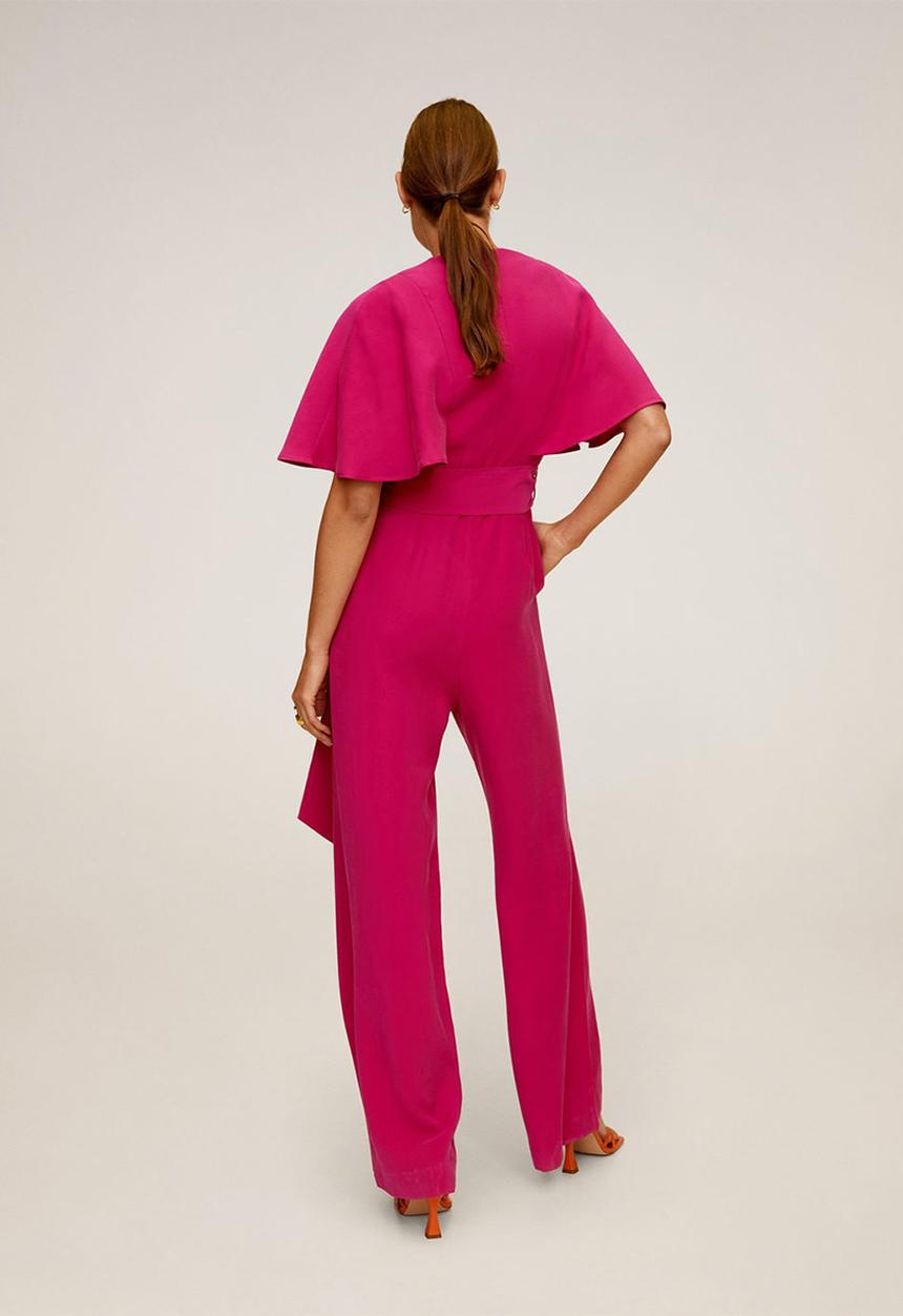 MANGO - Belt long jumpsuit - pink