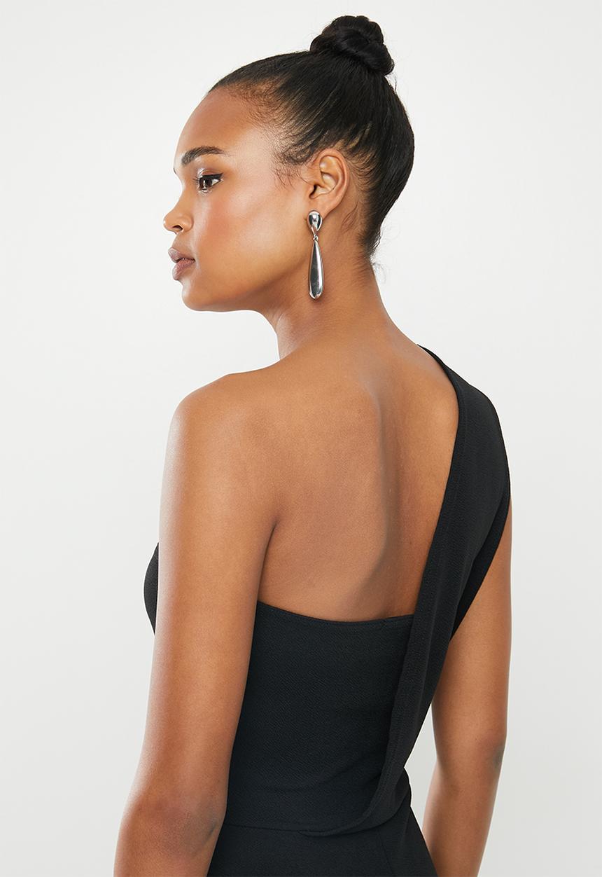 Missguided - One shoulder drape jumpsuit - black