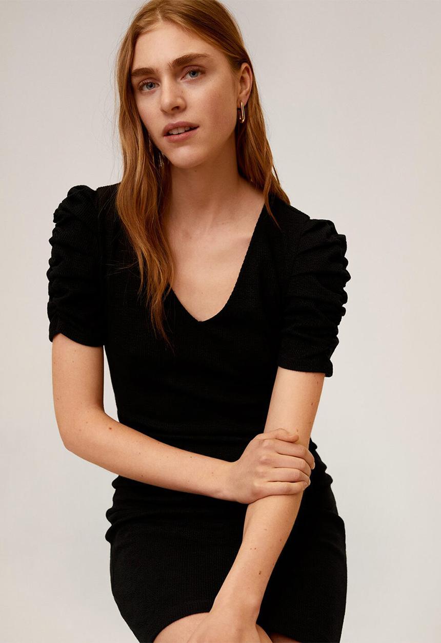 MANGO - Frunce dress - black