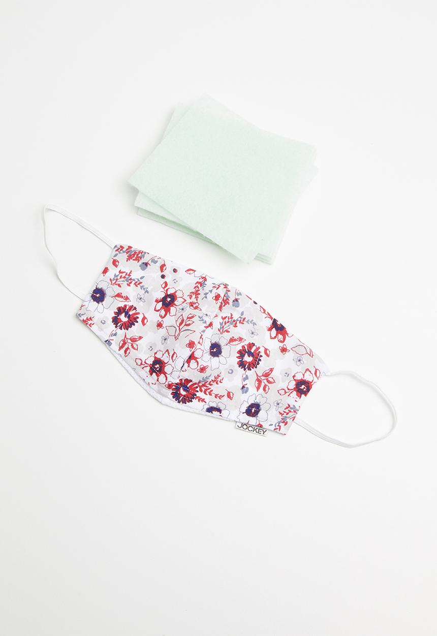Jockey - Reuseable cotton mask + 5 filters - poppy quashed petals
