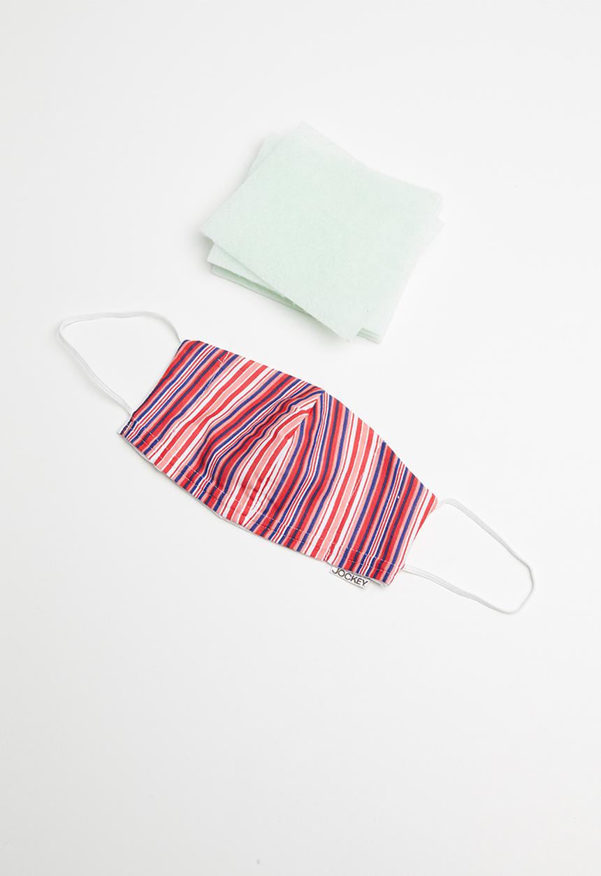 Jockey - Reuseable cotton mask + 5 filters - celebrity stripe sporty