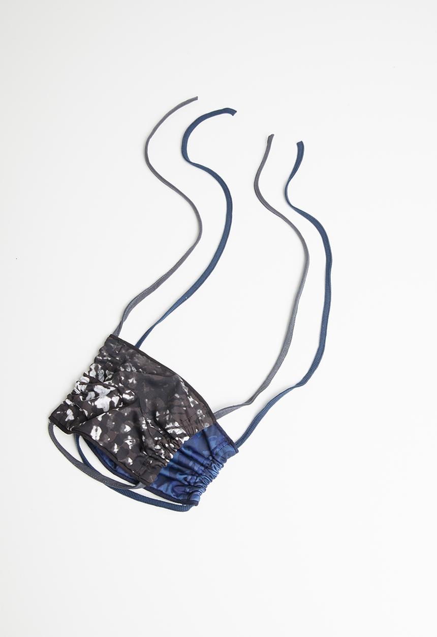 Lizzard - Double layer 2 pack mask - navy print & black