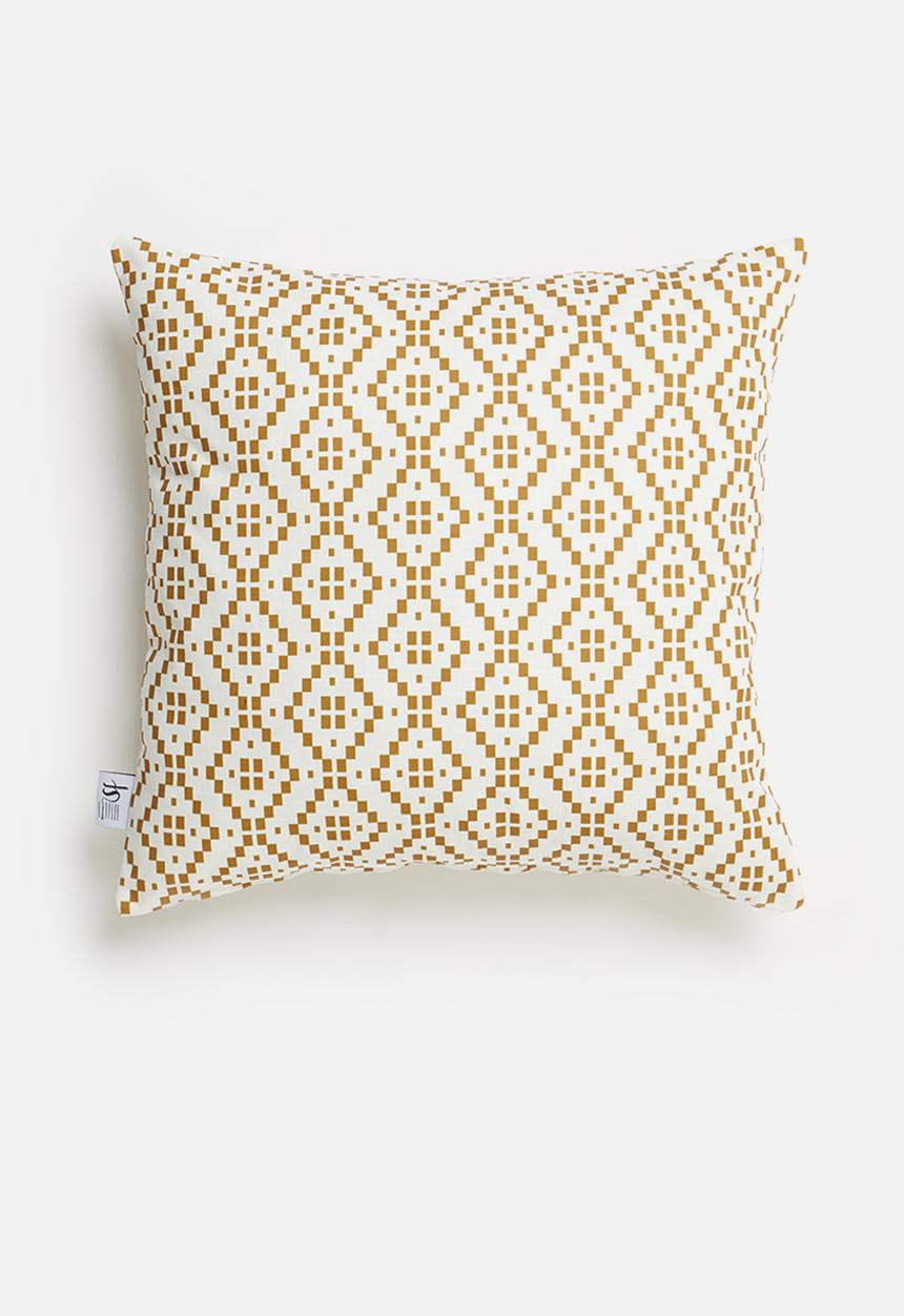 Sixth Floor - Waves printed cushion cover - mustard