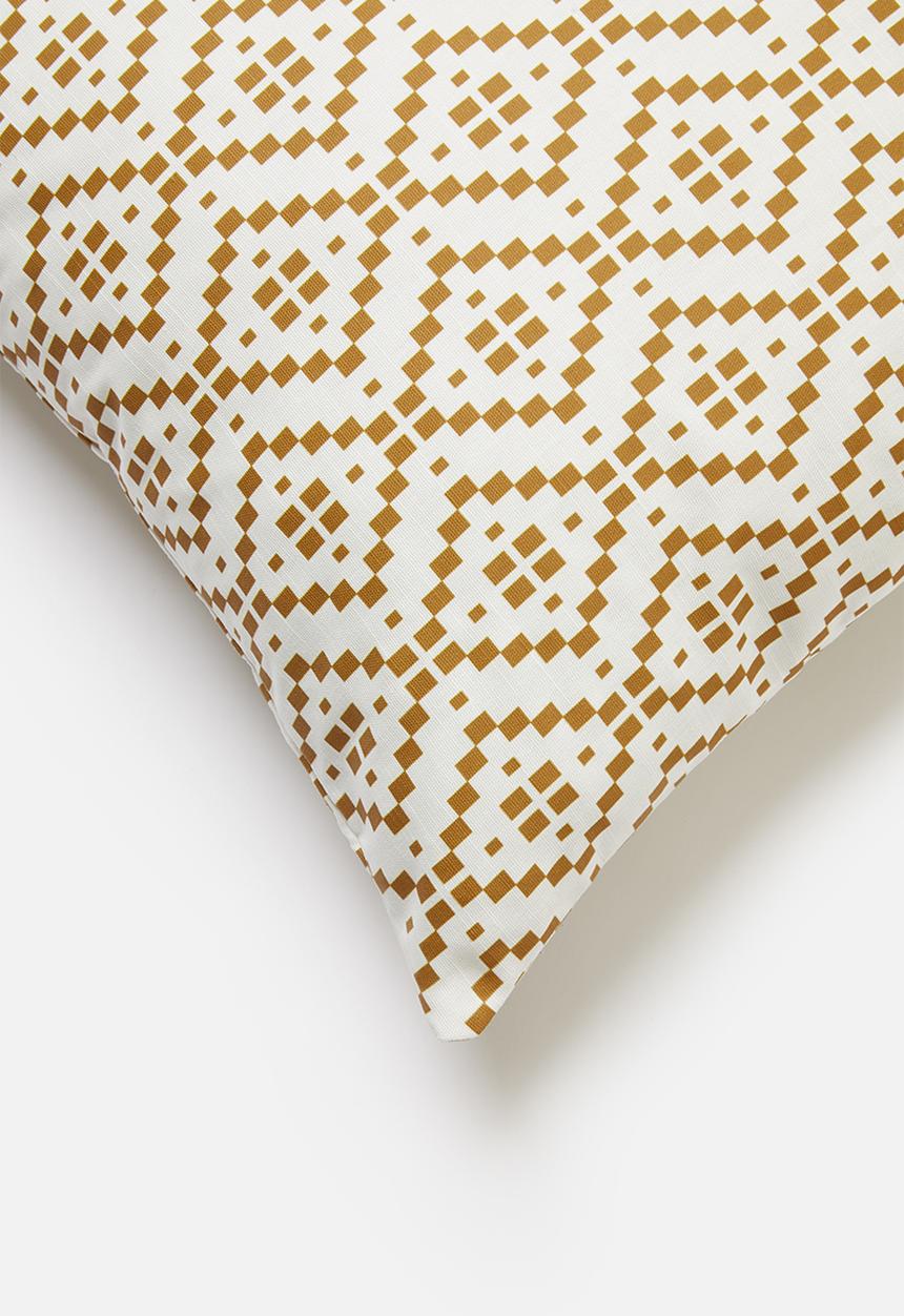 Sixth Floor - Waves printed cushion cover - mustard