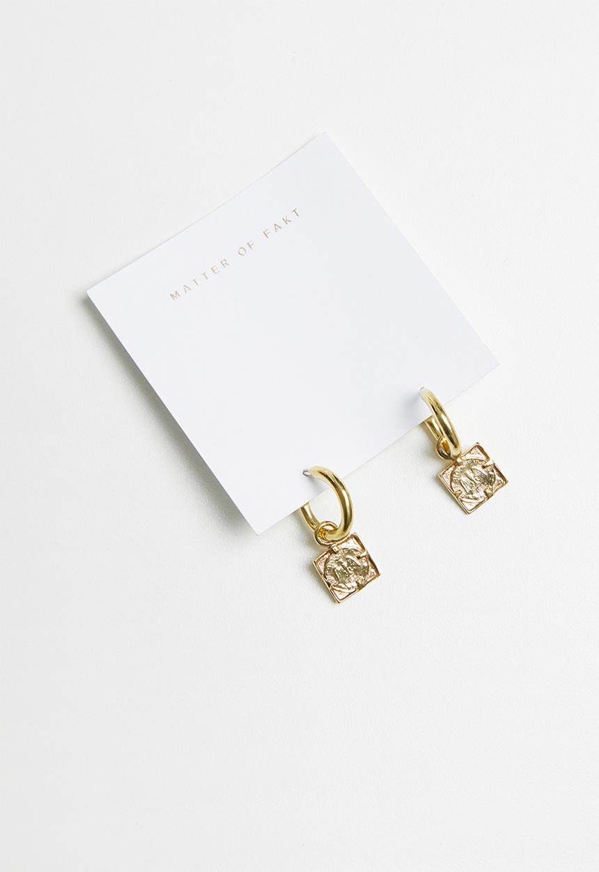 Matter of Fakt - Small brass square Peso earrings - gold