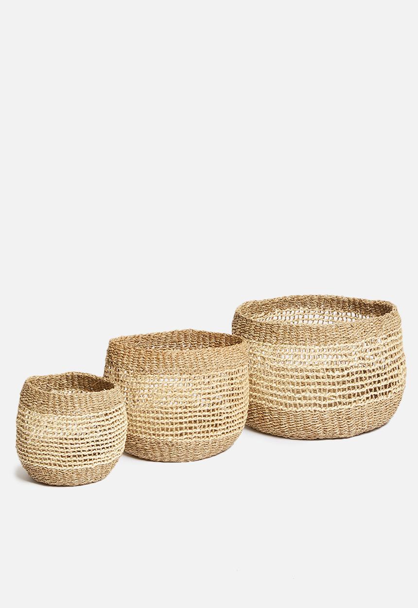 H&S - Round basket set of 3 - natural