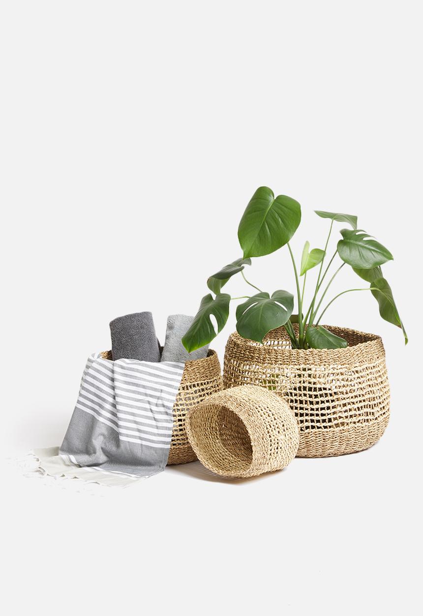 H&S - Round basket set of 3 - natural