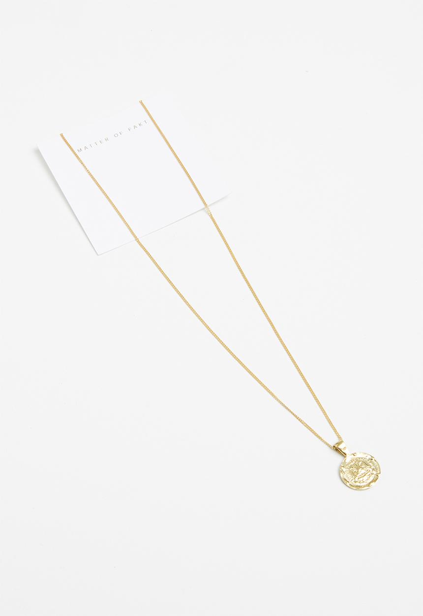 Matter of Fakt - Large round brass Peso pendant necklace - gold