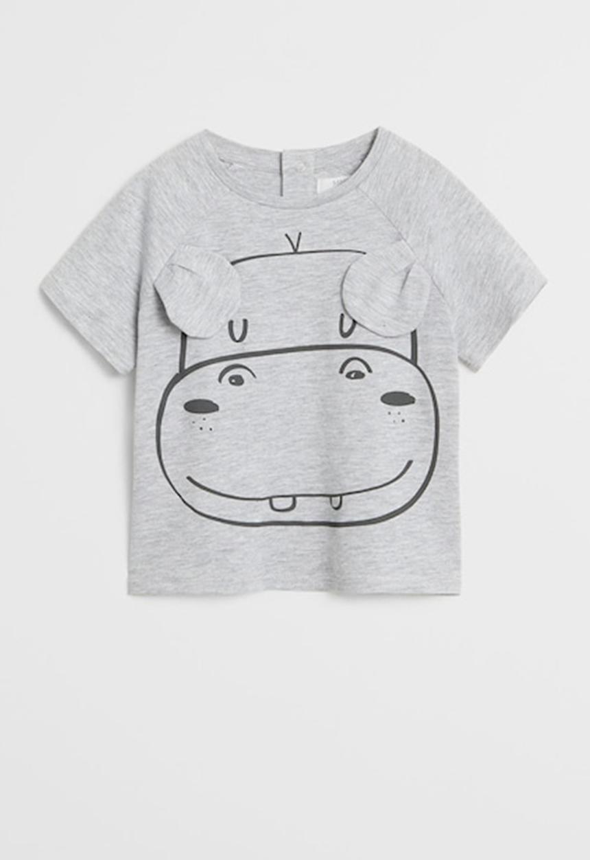 MANGO - T-shirt hippo - grey