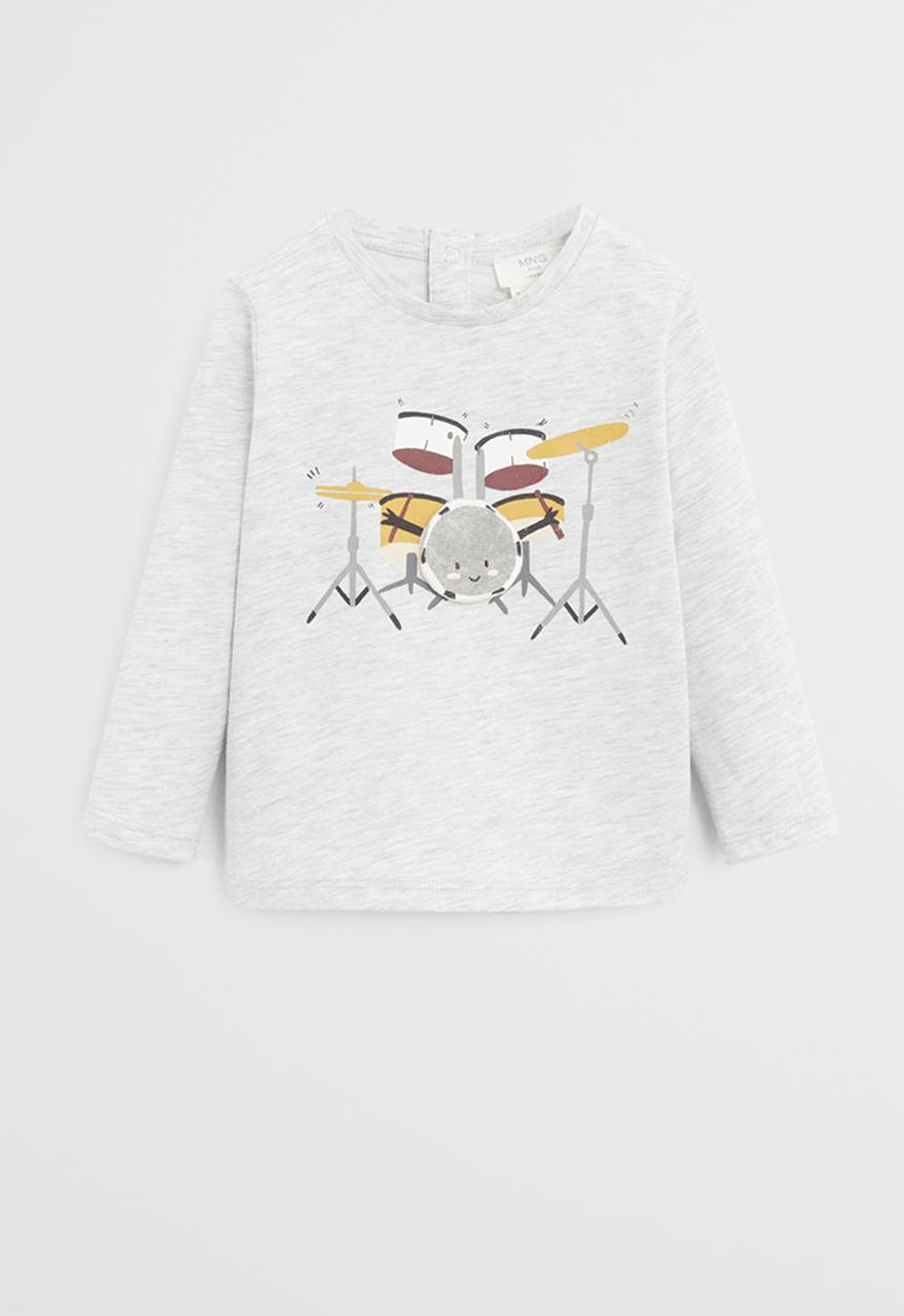 MANGO - T-shirt drums  - grey