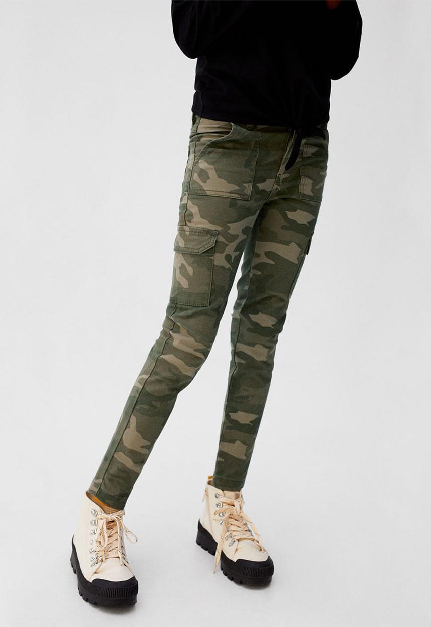 MANGO - Trousers camu  - khaki